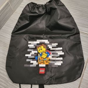 NEW Lego Black draw string bag with clasp